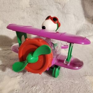 Vintage Y2K 2000 Peanuts Snoopy Bi-Plane Candy Dispenser Purple Green & Red